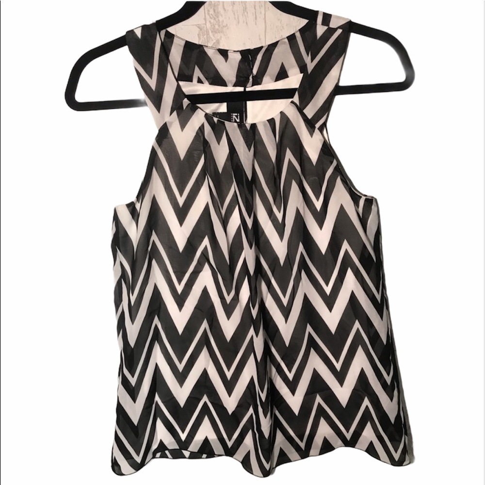 IZ Byer Chevron patterned sheer tank blouse S